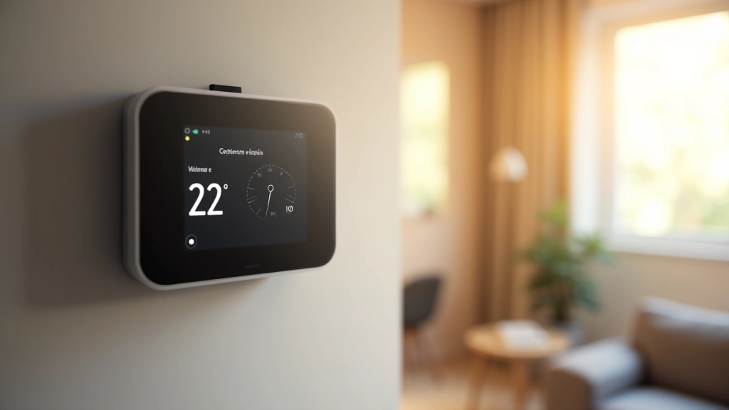 Domácnost s moderním termostatem a kontrolou teploty v zimě